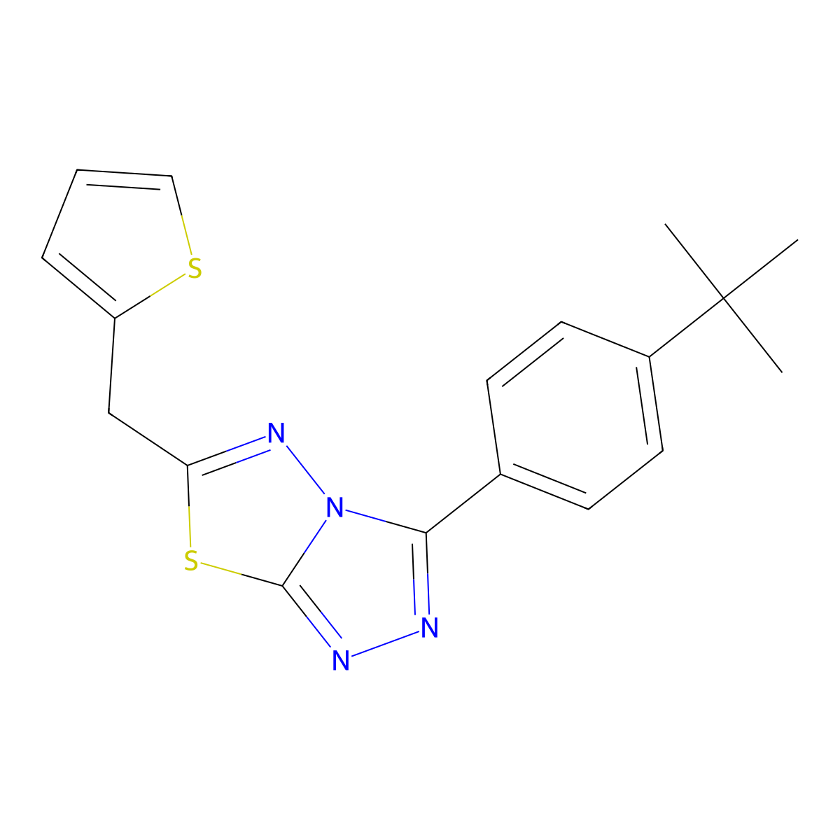 3-[4-(1,1-Dimethylethyl)phenyl]-6-(2-thienylmethyl)-1,2,4-triazolo[3,4-b][1,3,4]thiadiazole molecular structure, CAS 842971-75-9