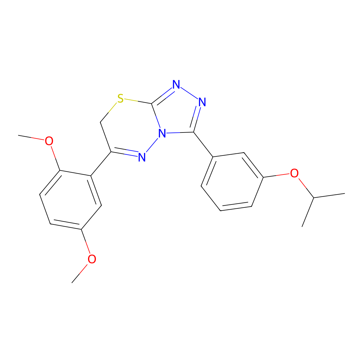 6-(2,5-Dimethoxyphenyl)-3-[3-(1-methylethoxy)phenyl]-7H-1,2,4-triazolo[3,4-b][1,3,4]thiadiazine molecular structure, CAS 842971-85-1