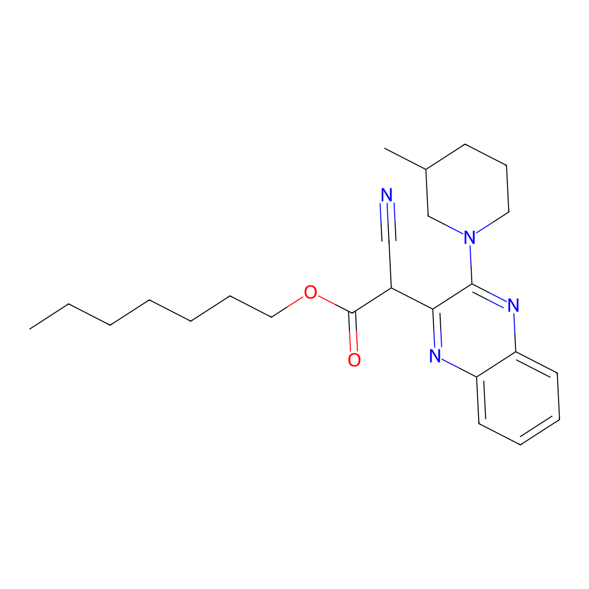 Heptyl cyano[3-(3-methylpiperidin-1-yl)quinoxalin-2-yl]acetate molecular structure, CAS 842972-05-8