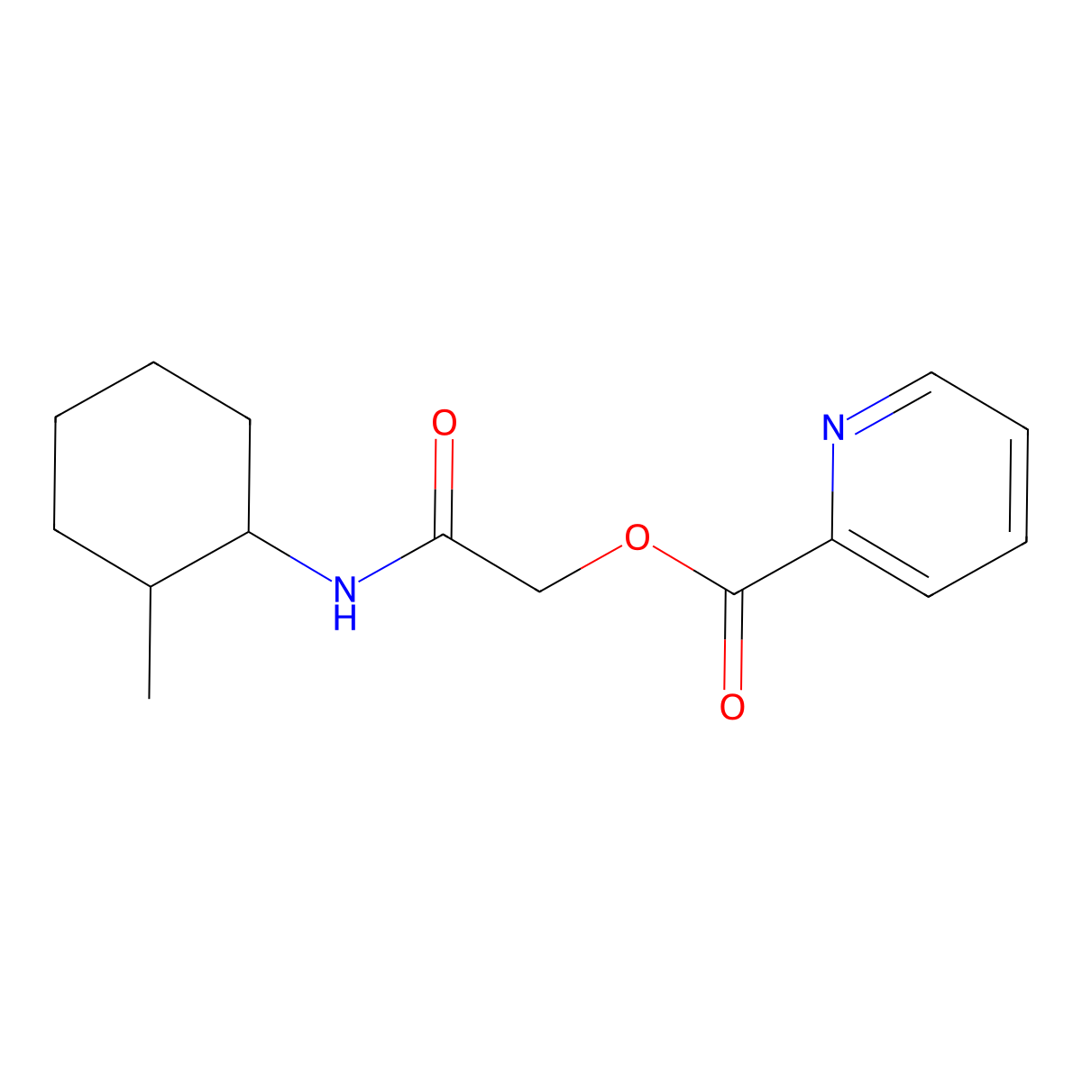 Pyridine-2-carboxylic acid (2-methyl-cyclohexylcarbamoyl)-methyl ester molecular structure, CAS 842972-16-1