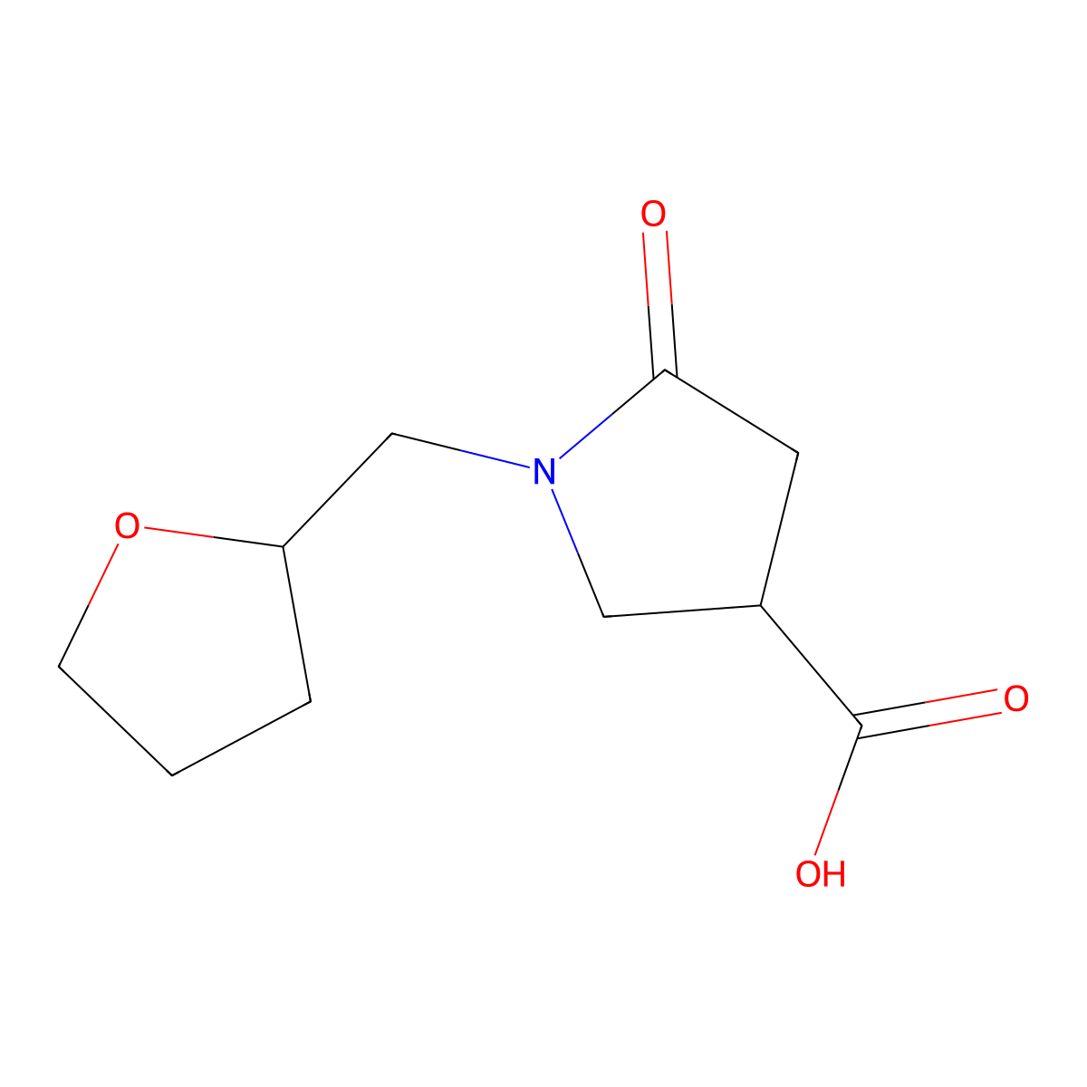 5-Oxo-1-(tetrahydro-furan-2-ylmethyl)-pyrrolidine-3-carboxylic acid molecular structure, CAS 842972-22-9