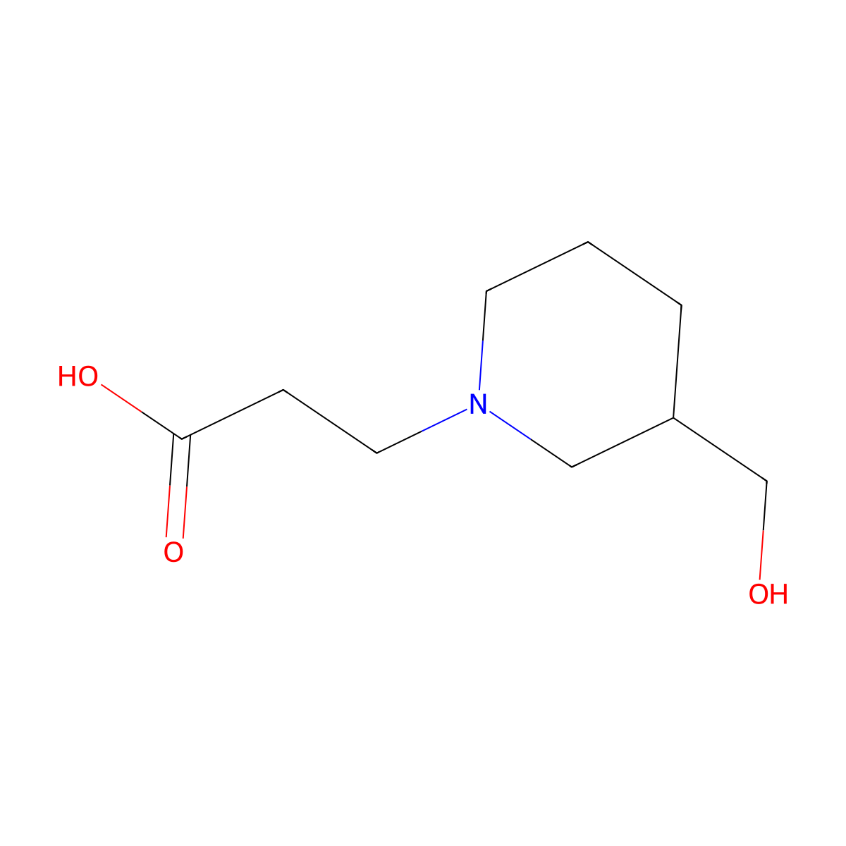 3-(3-Hydroxymethyl-piperidin-1-yl)-propionic acid molecular structure, CAS 842972-27-4