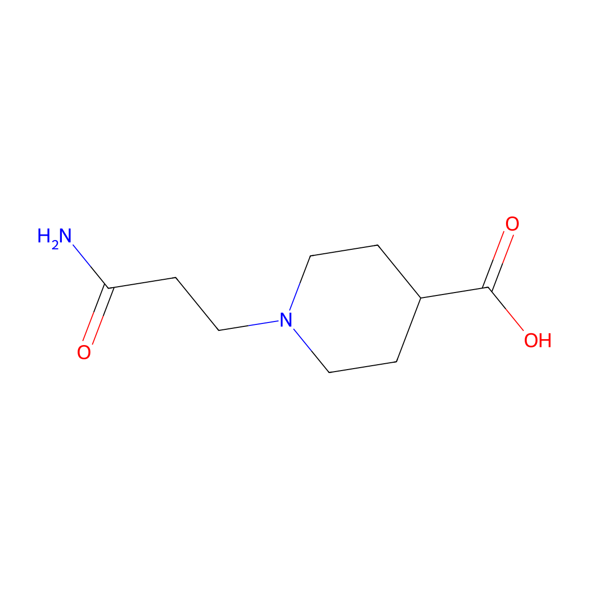 1-(2-Carbamoyl-ethyl)-piperidine-4-carboxylic acid molecular structure, CAS 842972-57-0