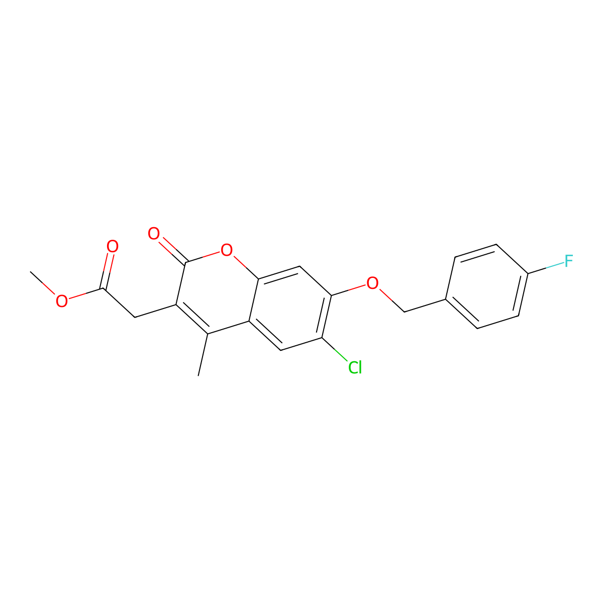 methyl {6-chloro-7-[(4-fluorobenzyl)oxy]-4-methyl-2-oxo-2H-chromen-3-yl}acetate molecular structure, CAS 842972-58-1