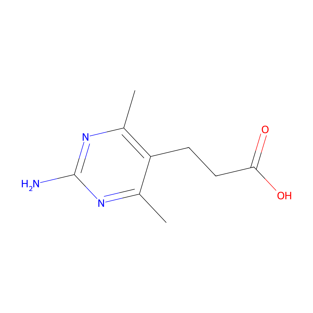 3-(2-Amino-4,6-dimethylpyrimidin-5-yl)propanoic acid molecular structure, CAS 842973-02-8