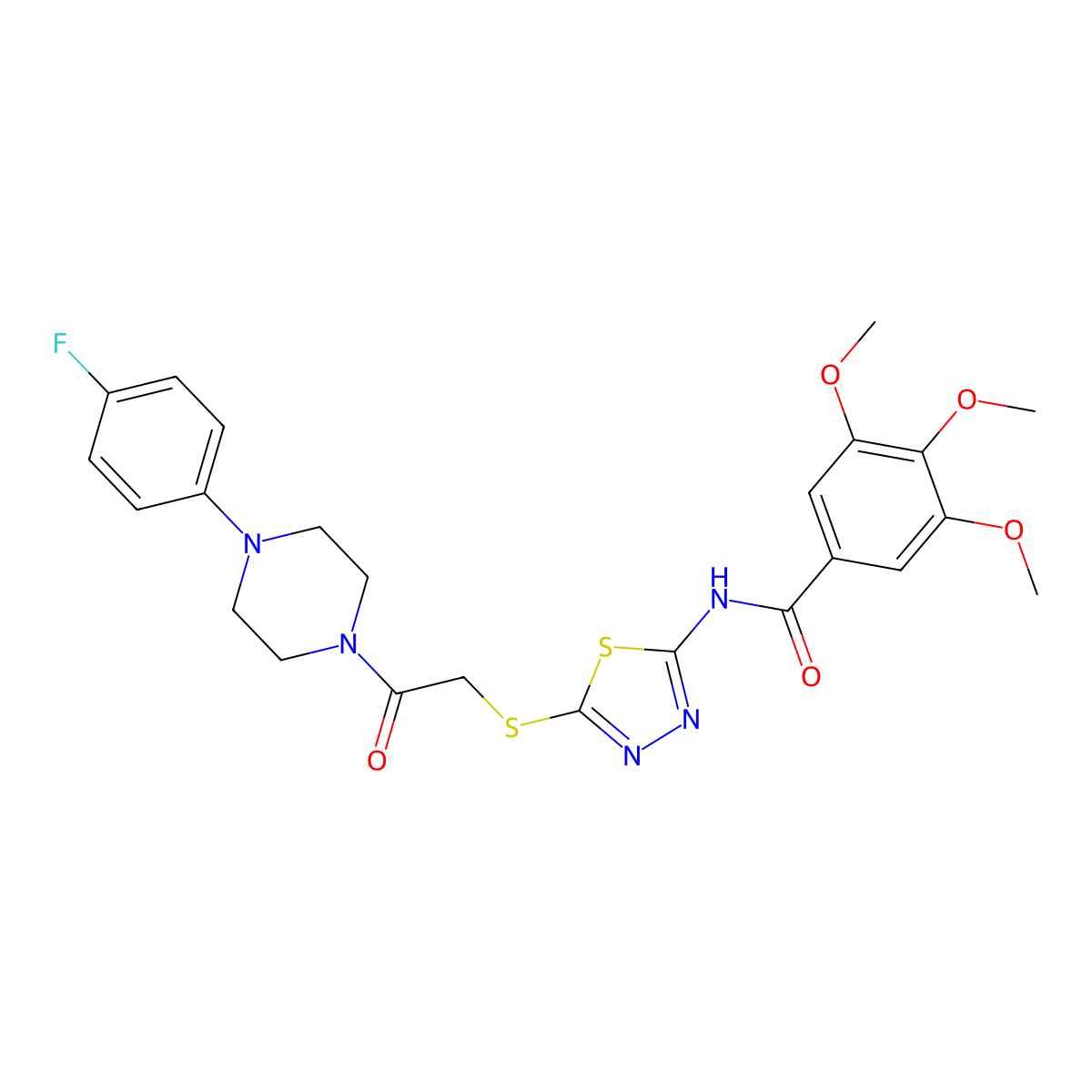 N-[5-[[2-[4-(4-Fluorophenyl)-1-piperazinyl]-2-oxoethyl]thio]-1,3,4-thiadiazol-2-yl]-3,4,5-trimethoxybenzamide molecular structure, CAS 842973-04-0
