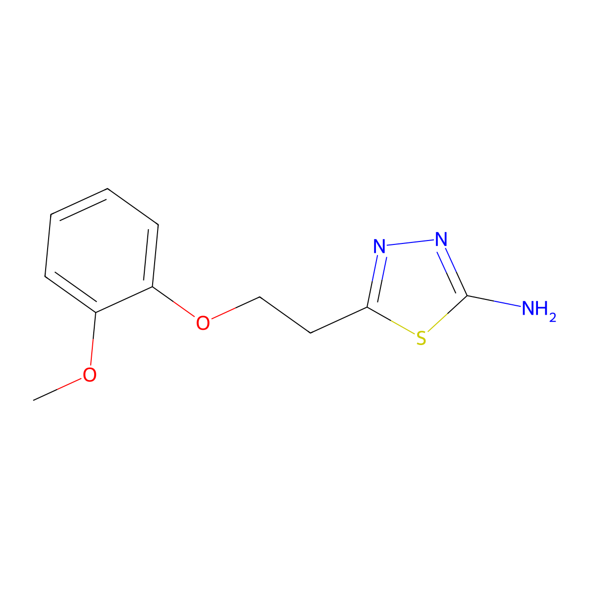 5-[2-(2-Methoxy-phenoxy)-ethyl]-[1,3,4]thiadiazol-2-ylamine molecular structure, CAS 842973-53-9