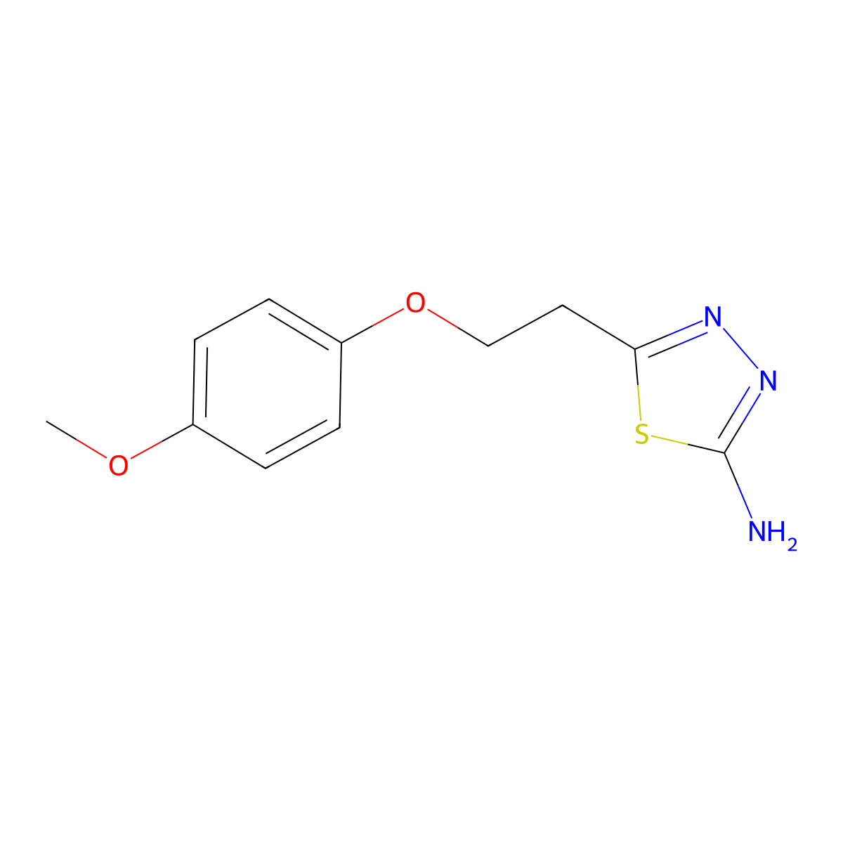 5-[2-(4-Methoxy-phenoxy)-ethyl]-[1,3,4]thiadiazol-2-ylamine molecular structure, CAS 842973-58-4