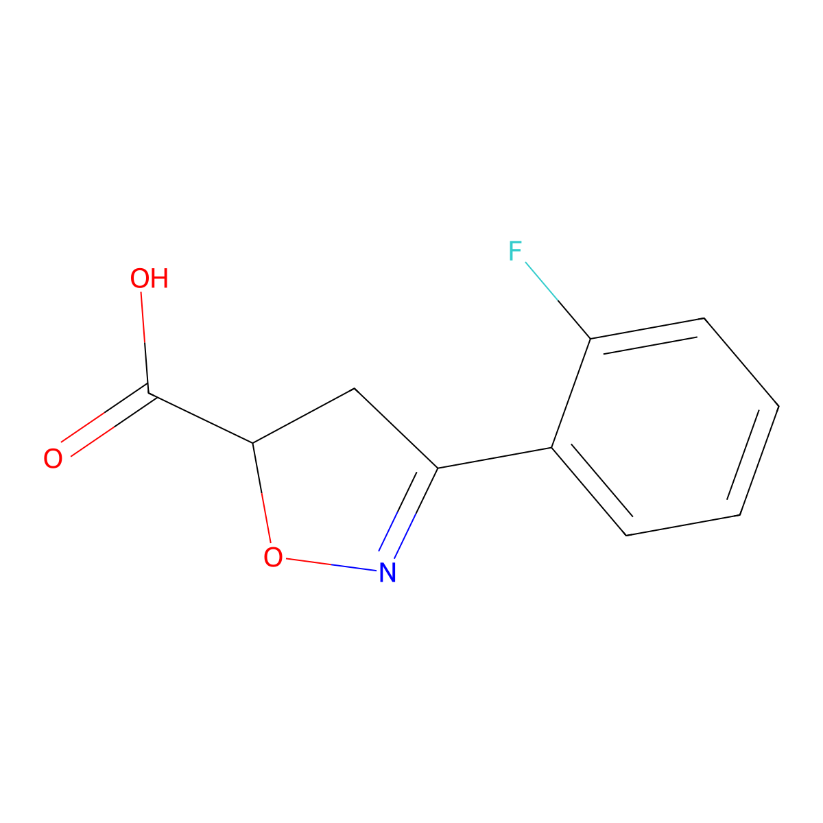 3-(2-Fluoro-phenyl)-4,5-dihydro-isoxazole-5-carboxylic acid molecular structure, CAS 842973-70-0