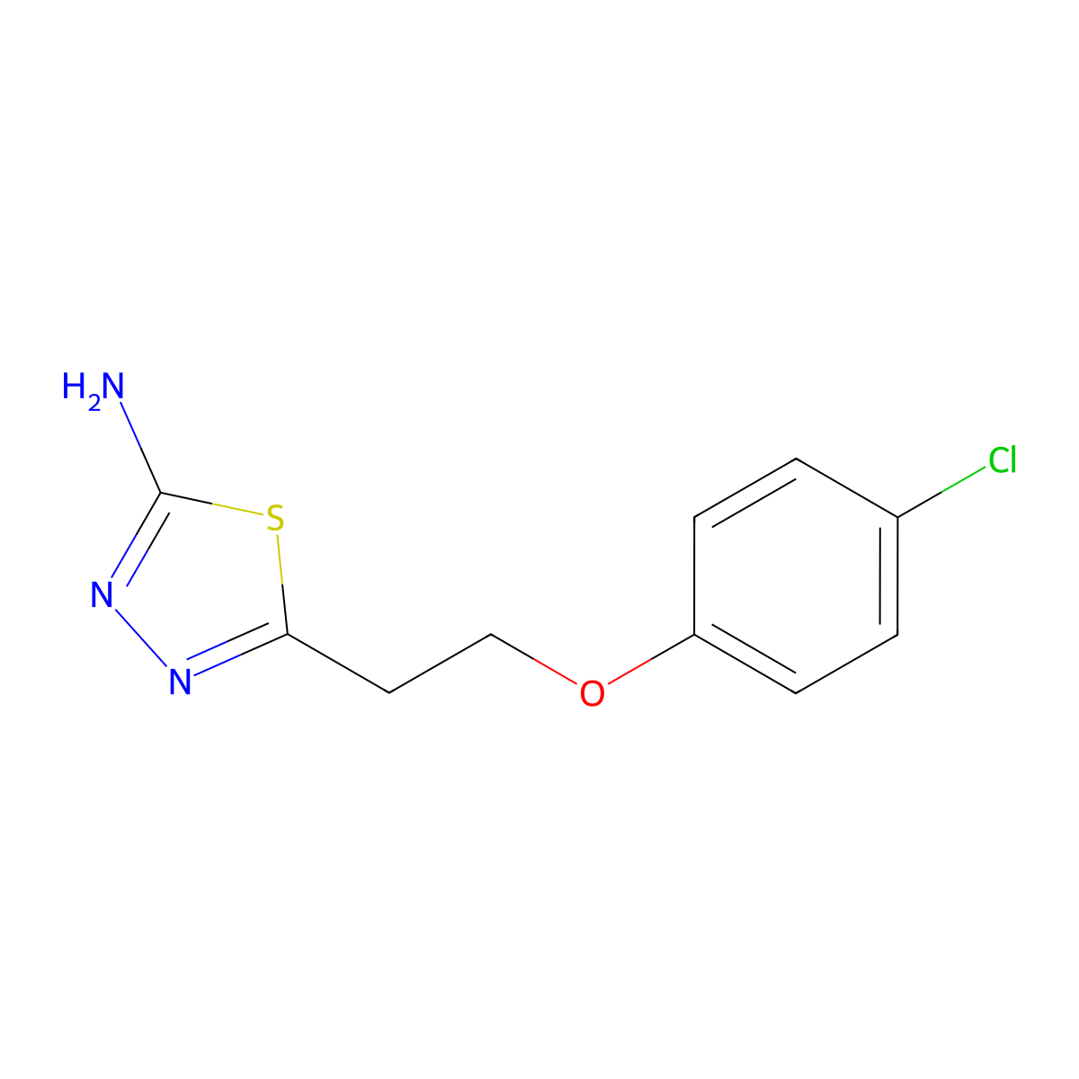 5-[2-(4-Chloro-phenoxy)-ethyl]-[1,3,4]thiadiazol-2-ylamine molecular structure, CAS 842973-73-3