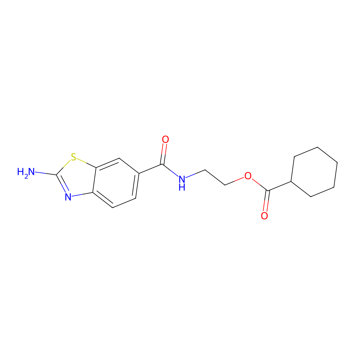2-(((2-Amino-6-benzothiazolyl)carbonyl)amino)ethyl cyclohexanecarboxylate molecular structure, CAS 842973-84-6