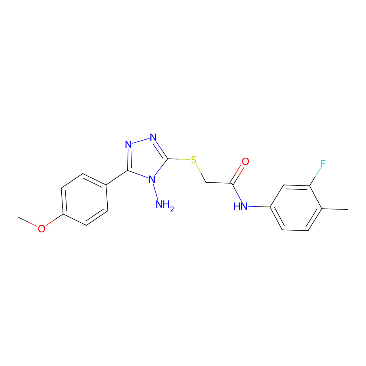 2-{[4-amino-5-(4-methoxyphenyl)-4H-1,2,4-triazol-3-yl]sulfanyl}-N-(3-fluoro-4-methylphenyl)acetamide molecular structure, CAS 842974-16-7