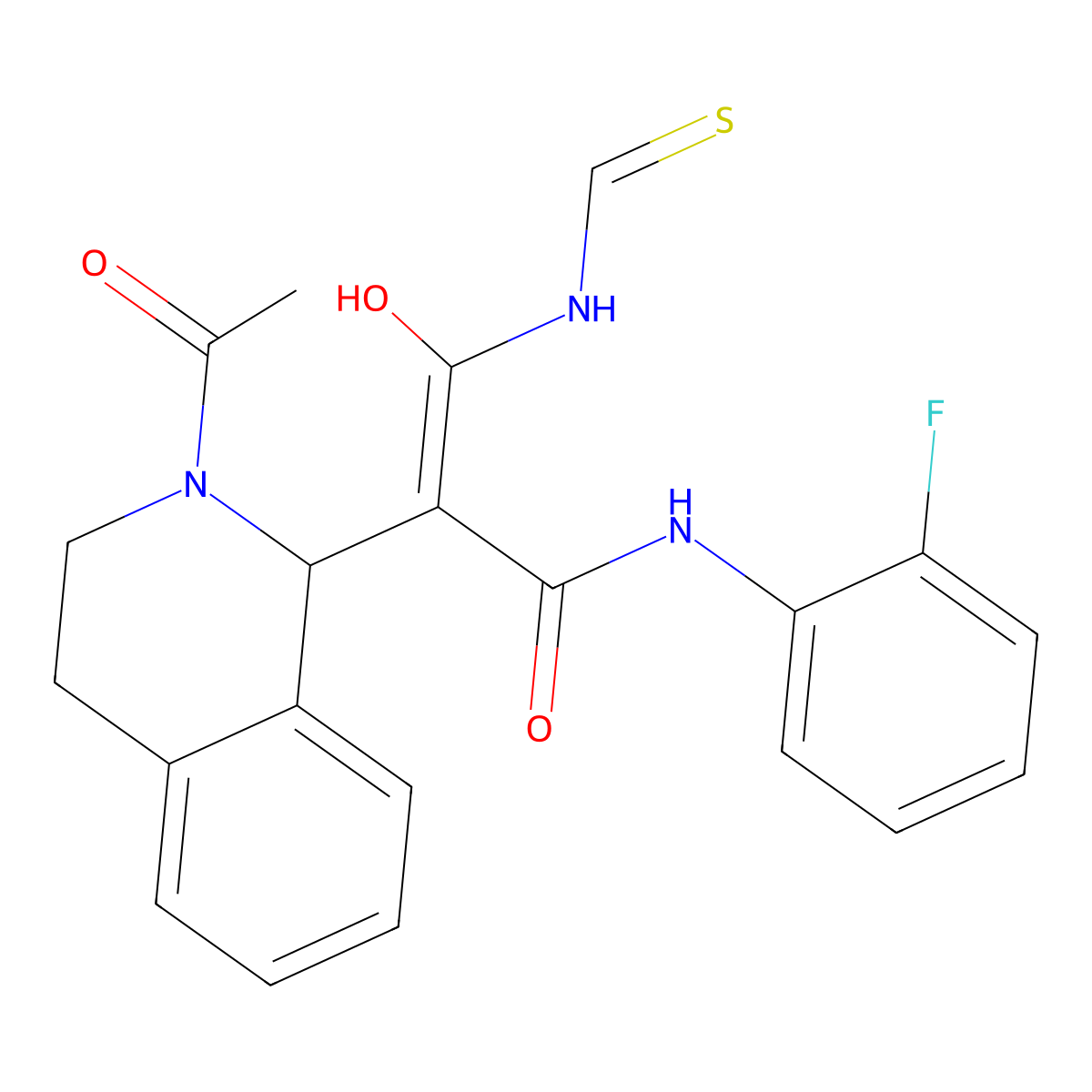 2-(2-acetyl-3,4-dihydro-1H-isoquinolin-1-yl)-N-(2-fluorophenyl)-3-hydroxy-3-(methanethioylamino)prop-2-enamide molecular structure, CAS 842974-45-2