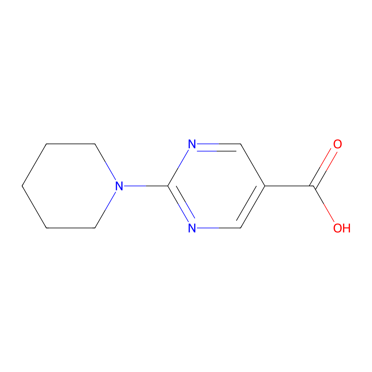 2-Piperidin-1-yl-pyrimidine-5-carboxylic acid molecular structure, CAS 842974-64-5
