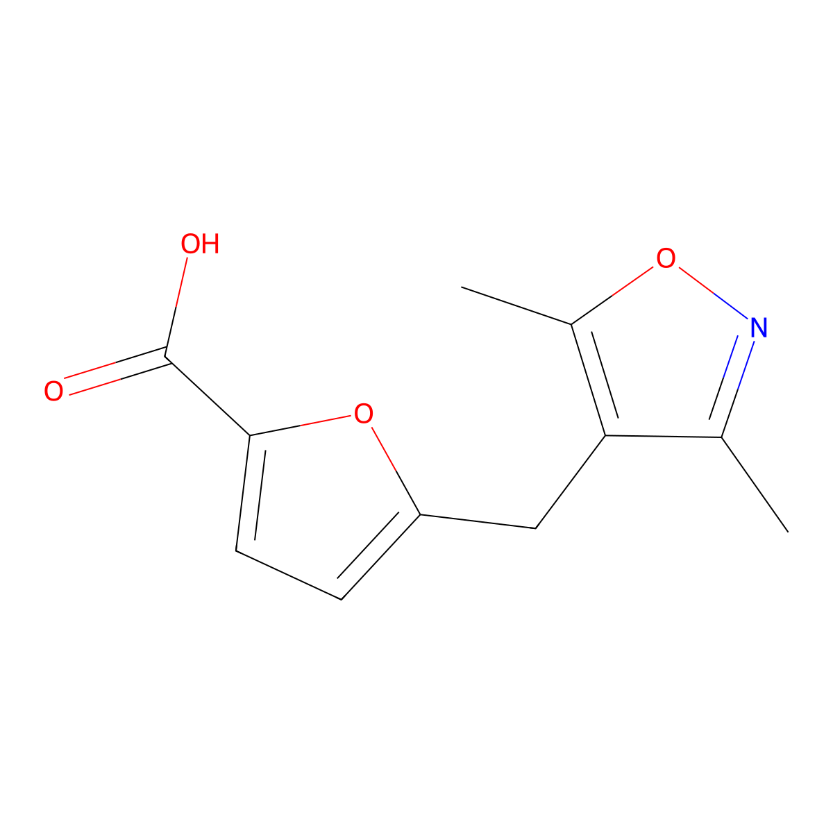 5-[(Dimethyl-1,2-oxazol-4-yl)methyl]furan-2-carboxylic acid molecular structure, CAS 842974-74-7