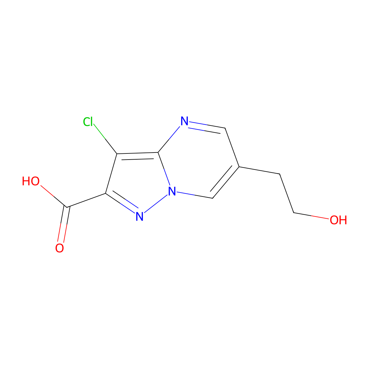 3-Chloro-6-(2-hydroxyethyl)pyrazolo[1,5-a]pyrimidine-2-carboxylic acid molecular structure, CAS 842974-84-9