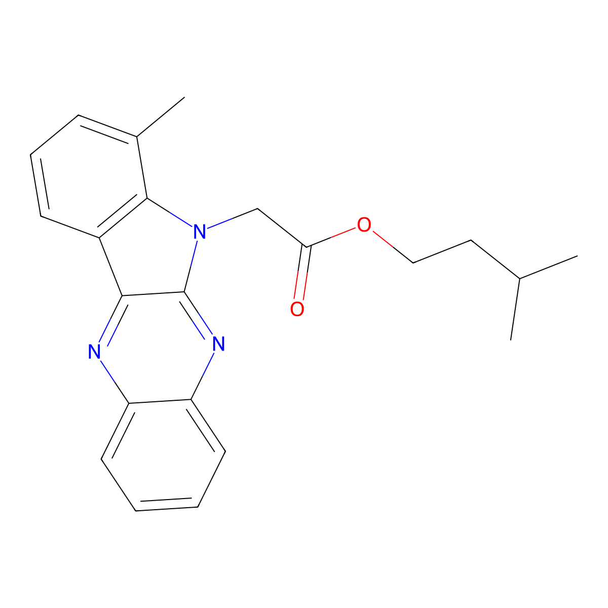 3-Methylbutyl 2-(4-methylindolo[2,3-b]quinoxalin-5-yl)acetate molecular structure, CAS 842975-34-2