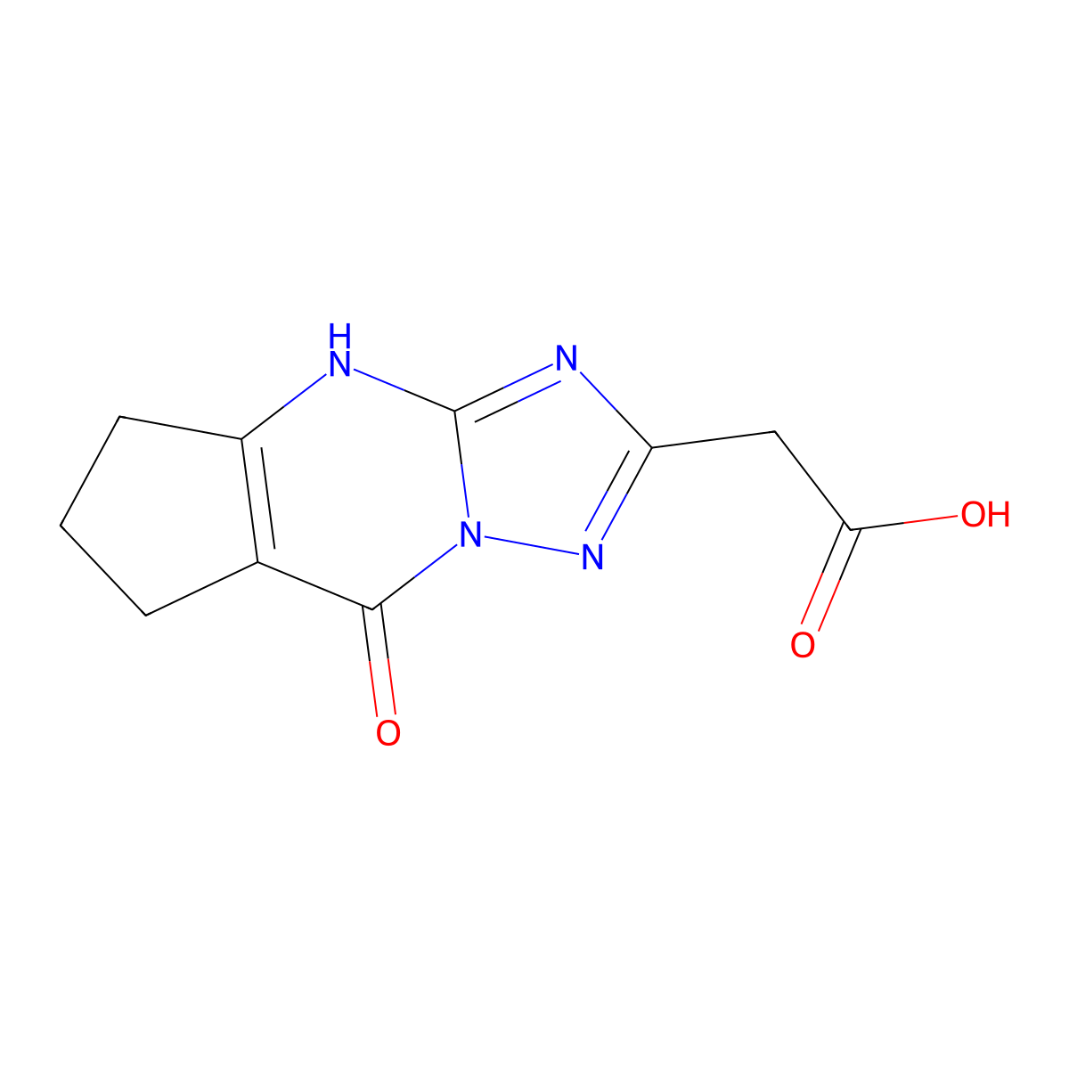 (8-Oxo-5,6,7,8-tetrahydro-4H-cyclopenta[d][1,2,4]-triazolo[1,5-a]pyrimidin-2-yl)-acetic acid molecular structure, CAS 842975-51-3