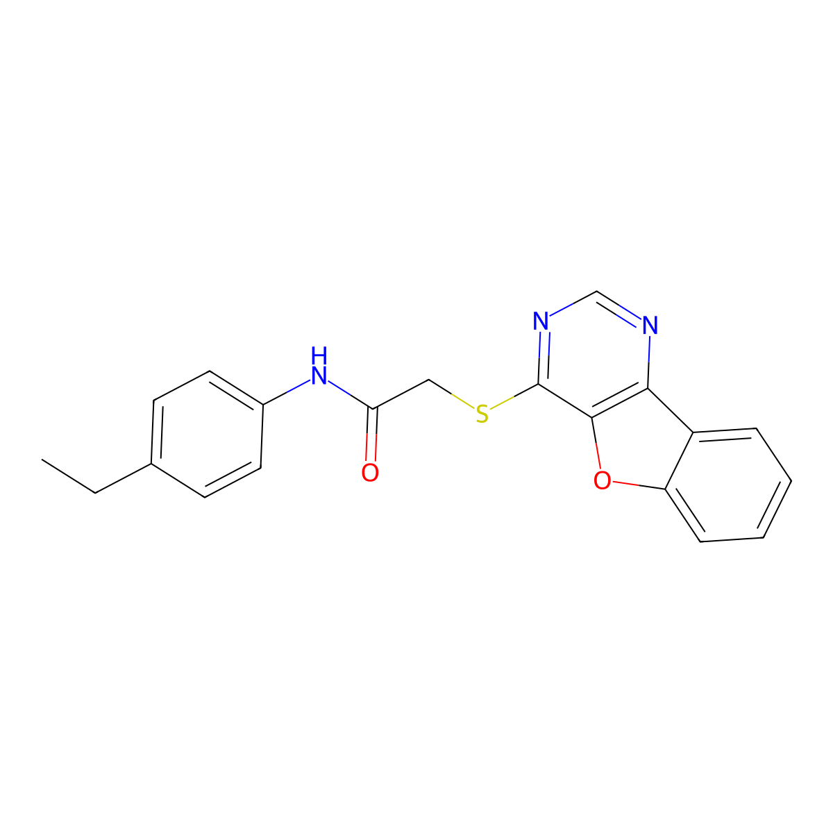 2-(benzofuro[3,2-d]pyrimidin-4-ylthio)-N-(4-ethylphenyl)acetamide molecular structure, CAS 842975-93-3