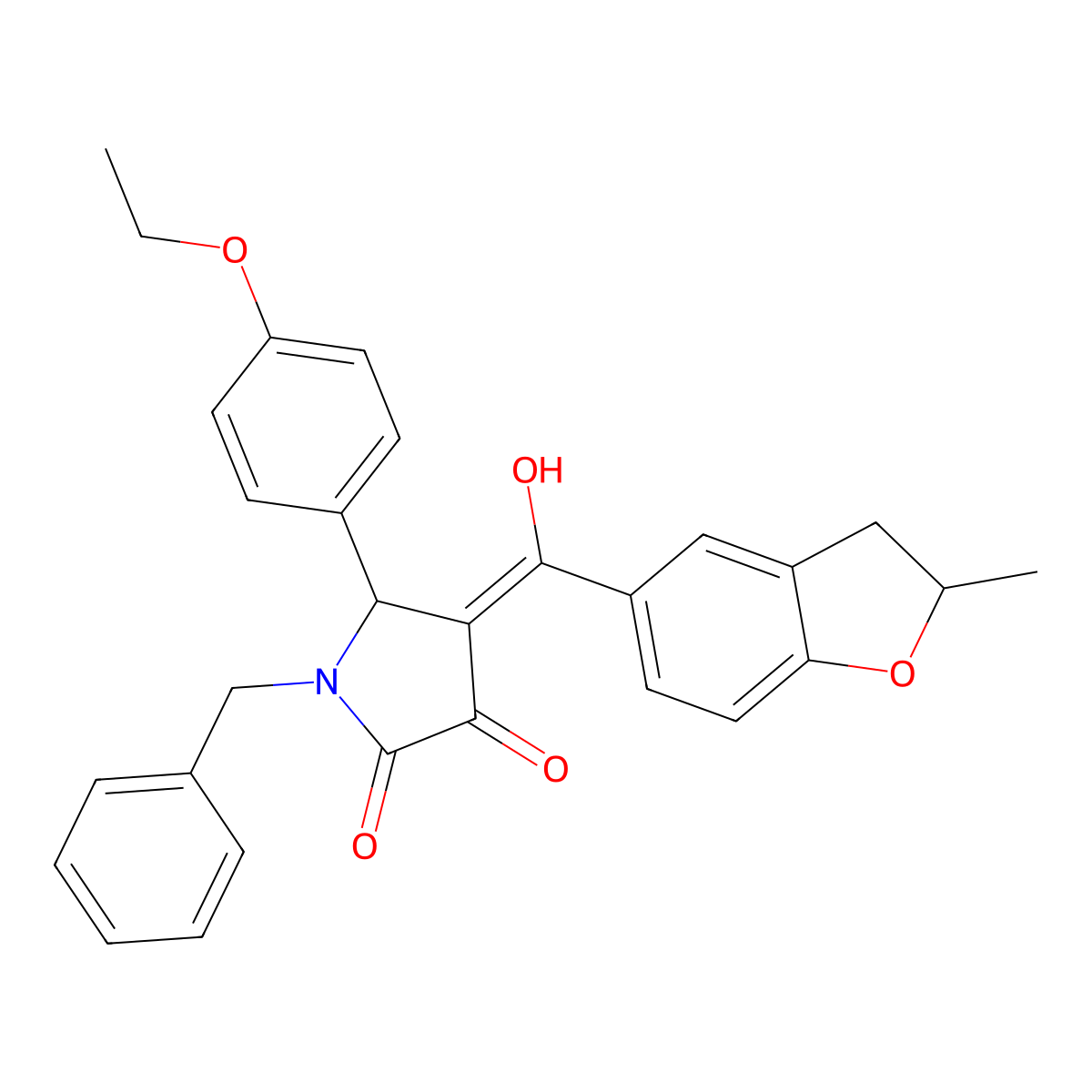1-benzyl-5-(4-ethoxyphenyl)-3-hydroxy-4-(2-methyl-2,3-dihydro-1-benzofuran-5-carbonyl)-2,5-dihydro-1H-pyrrol-2-one molecular structure, CAS 842976-30-1