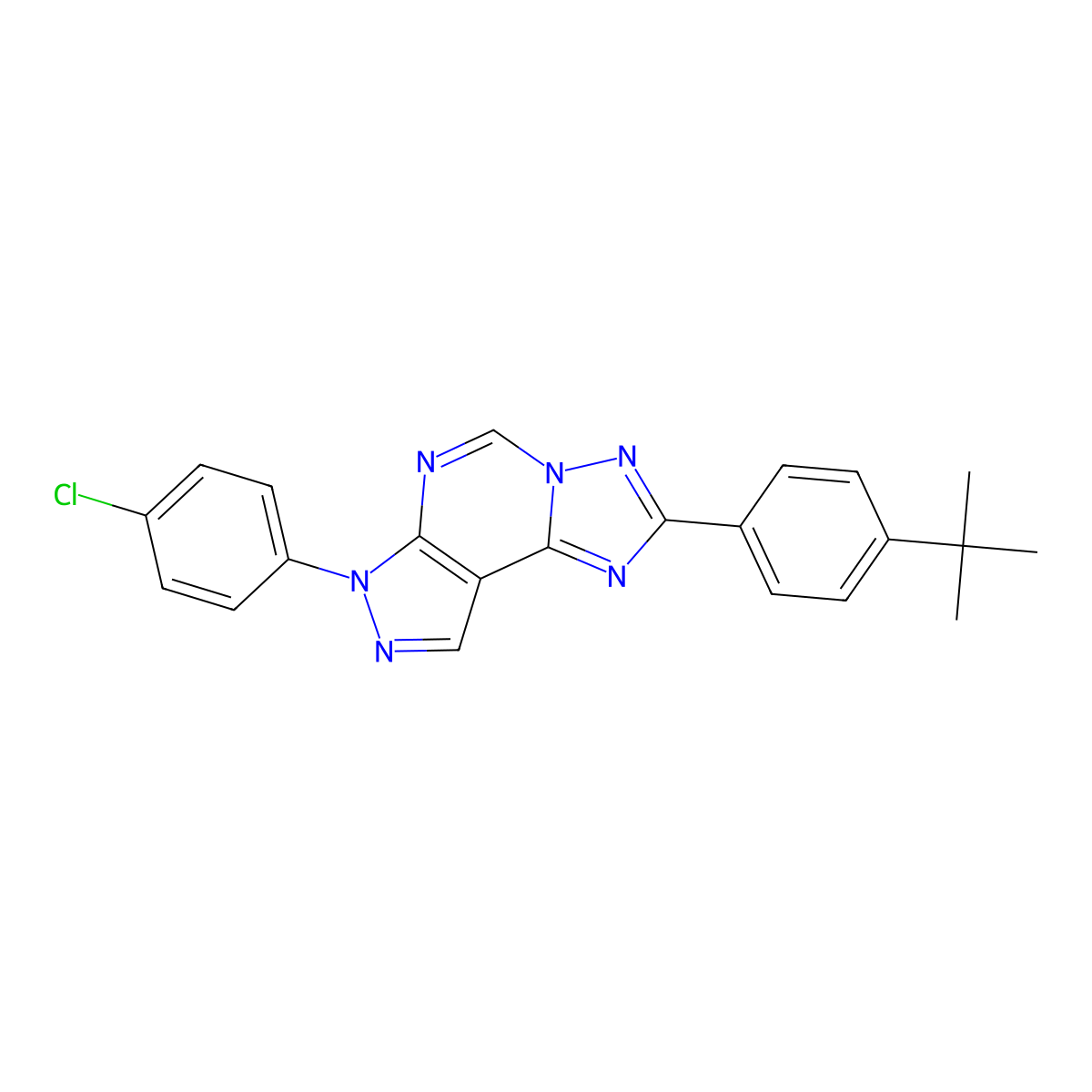 2-(4-tert-butylphenyl)-7-(4-chlorophenyl)-7H-pyrazolo[4,3-e][1,2,4]triazolo[1,5-c]pyrimidine molecular structure, CAS 842976-35-6