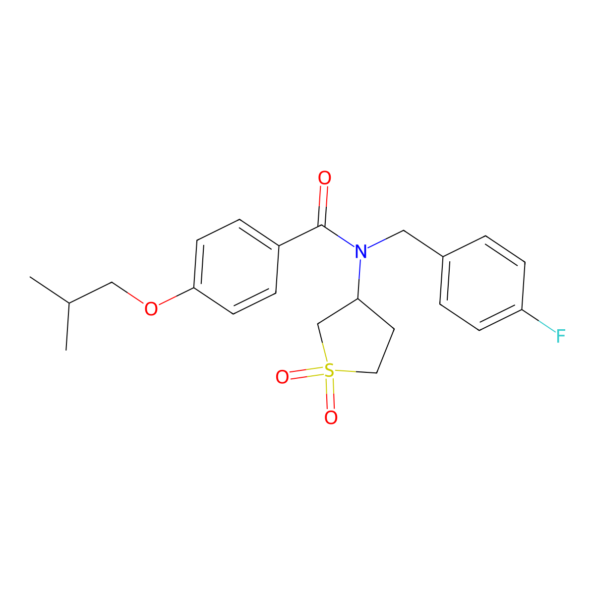 N-(1,1-dioxidotetrahydrothiophen-3-yl)-N-(4-fluorobenzyl)-4-(2-methylpropoxy)benzamide molecular structure, CAS 842976-64-1