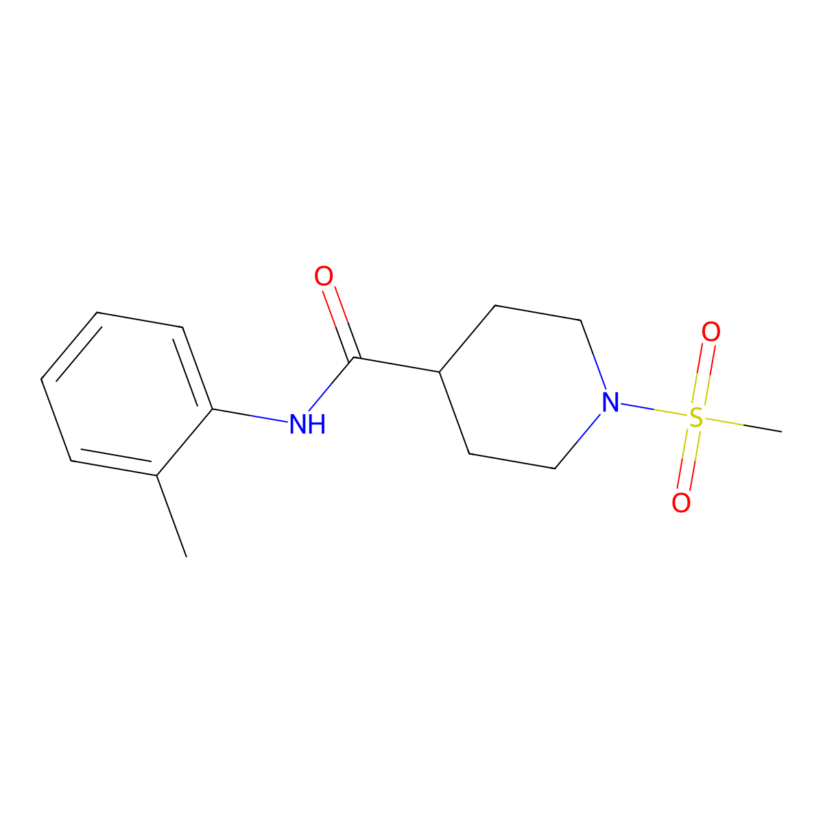 N-(2-methylphenyl)-1-methylsulfonylpiperidine-4-carboxamide molecular structure, CAS 842976-68-5