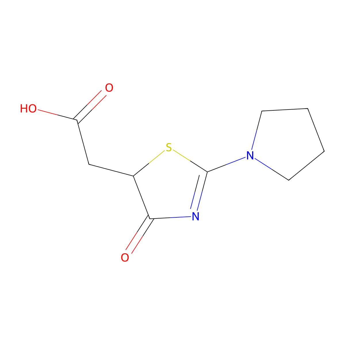 2-(4-Oxo-2-(pyrrolidin-1-yl)-4,5-dihydro-1,3-thiazol-5-yl)acetic acid molecular structure, CAS 842976-95-8