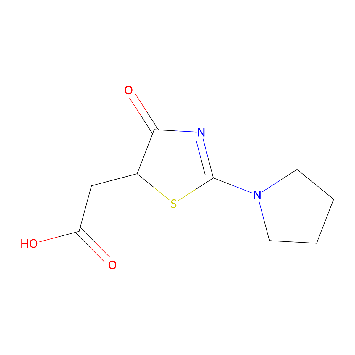 2-(4-Oxo-2-(pyrrolidin-1-yl)-4,5-dihydro-1,3-thiazol-5-yl)acetic acid molecular structure, CAS 842976-95-8