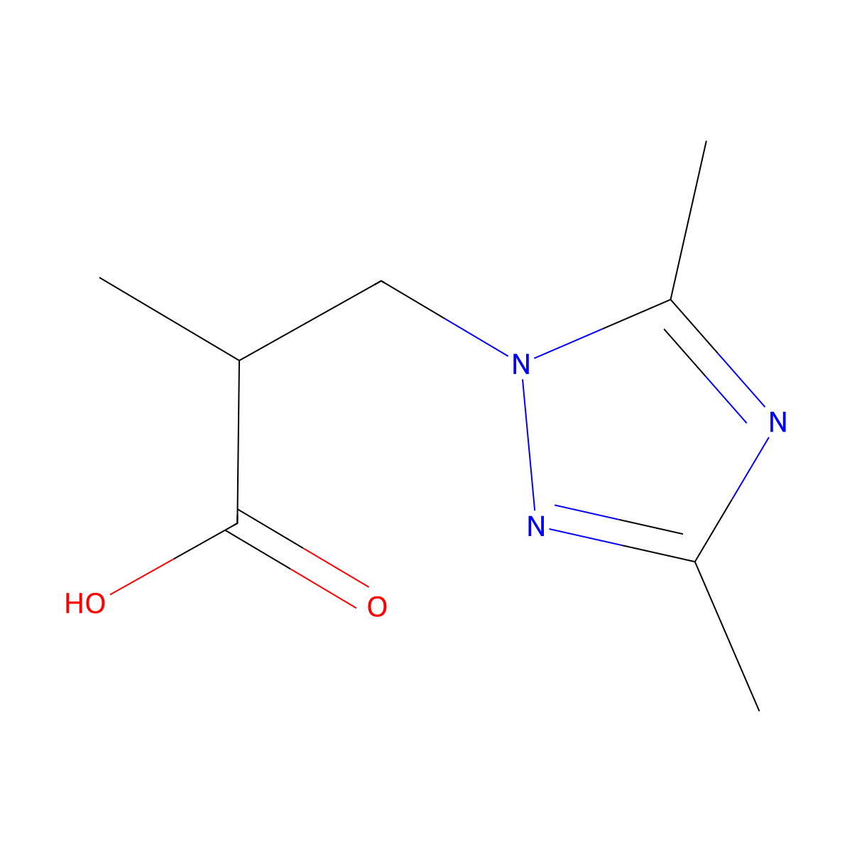 3-(3,5-Dimethyl-[1,2,4]triazol-1-yl)-2-methyl-propionic acid molecular structure, CAS 842977-00-8