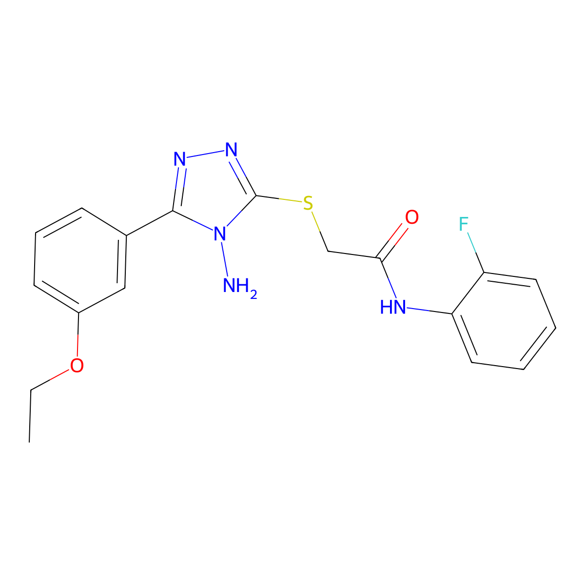 2-{[4-amino-5-(3-ethoxyphenyl)-4H-1,2,4-triazol-3-yl]sulfanyl}-N-(2-fluorophenyl)acetamide molecular structure, CAS 842977-01-9