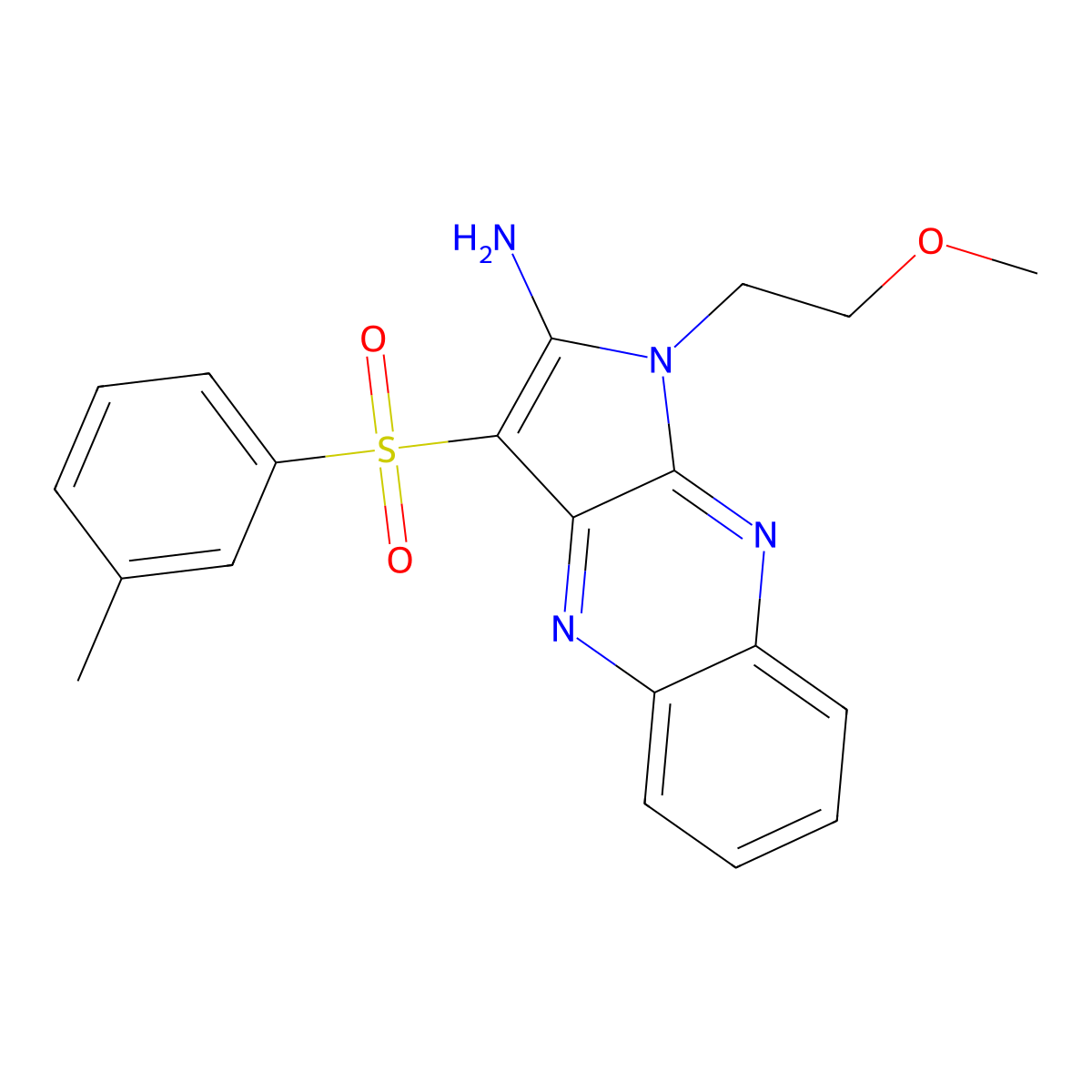 1-(2-methoxyethyl)-3-(m-tolylsulfonyl)-1H-pyrrolo[2,3-b]quinoxalin-2-amine molecular structure, CAS 842977-04-2