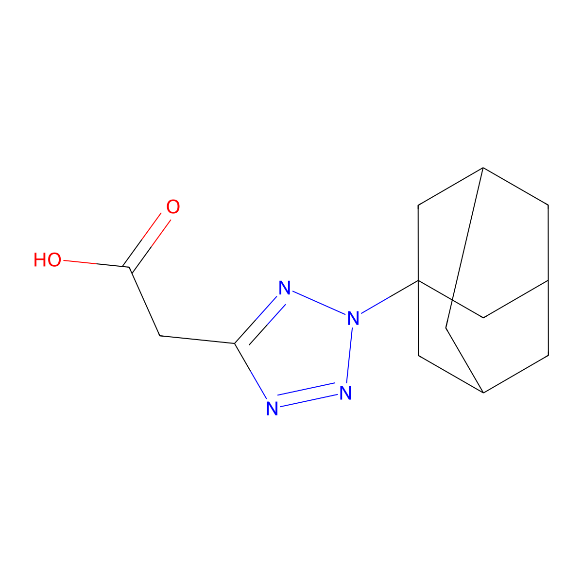 (2-Adamantan-1-yl-2H-tetrazol-5-yl)-acetic acid molecular structure, CAS 842977-10-0