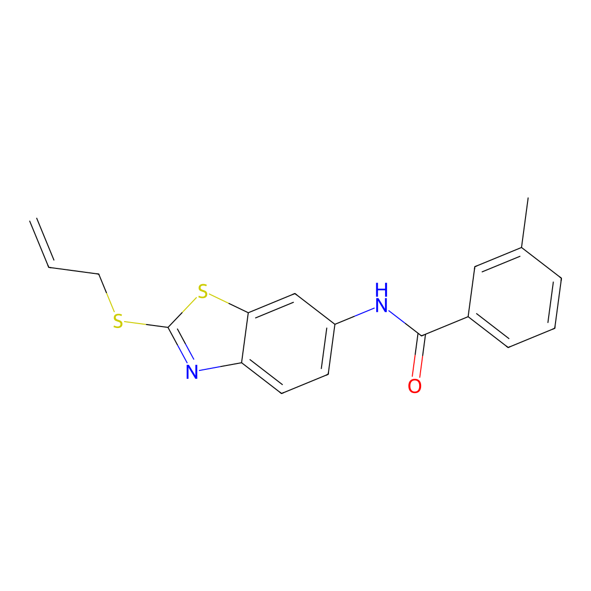 3-methyl-N-[2-(prop-2-en-1-ylsulfanyl)-1,3-benzothiazol-6-yl]benzamide molecular structure, CAS 842977-21-3