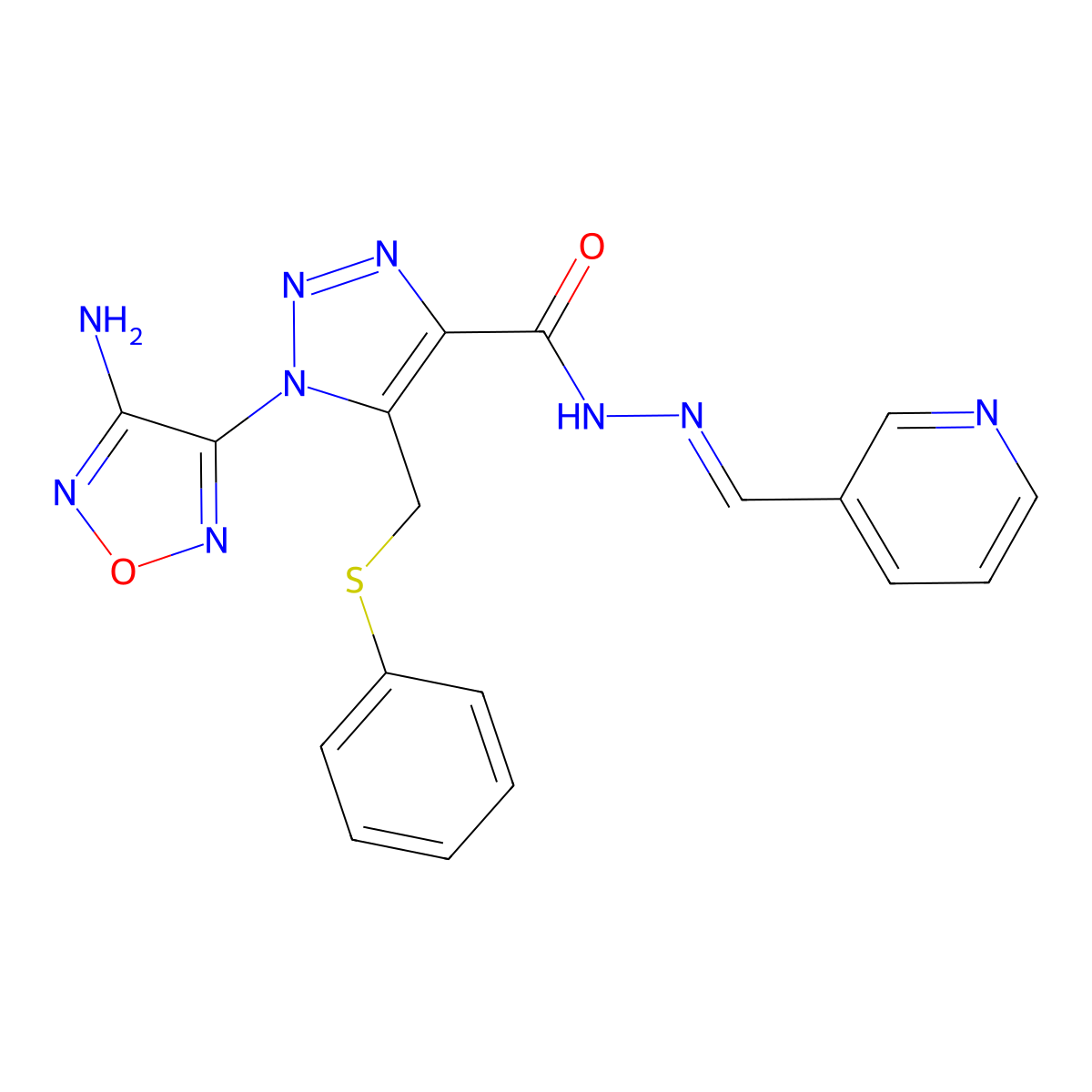 1-(4-Amino-1,2,5-oxadiazol-3-yl)-5-[(phenylthio)methyl]-1H-1,2,3-triazole-4-carboxylic acid 2-(3-pyridinylmethylene)hydrazide molecular structure, CAS 842977-30-4