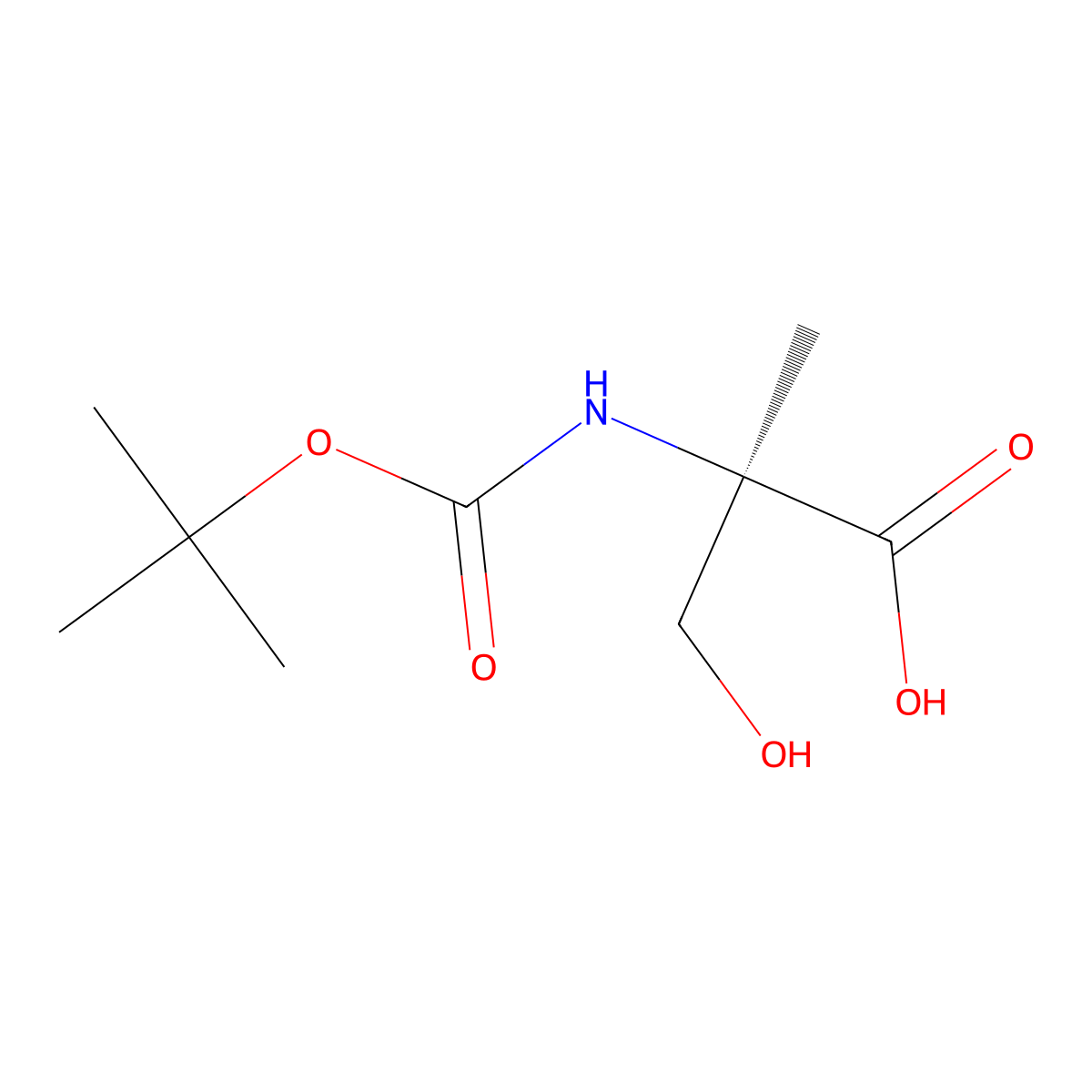 (R)-2-((tert-Butoxycarbonyl)amino)-3-hydroxy-2-methylpropanoic acid molecular structure, CAS 84311-18-2