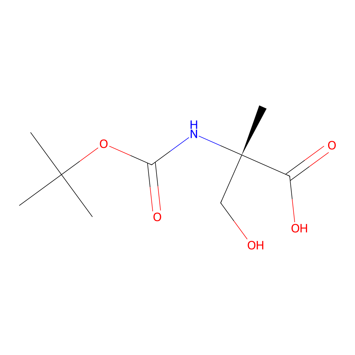 (S)-2-((tert-Butoxycarbonyl)amino)-3-hydroxy-2-methylpropanoic acid molecular structure, CAS 84311-19-3