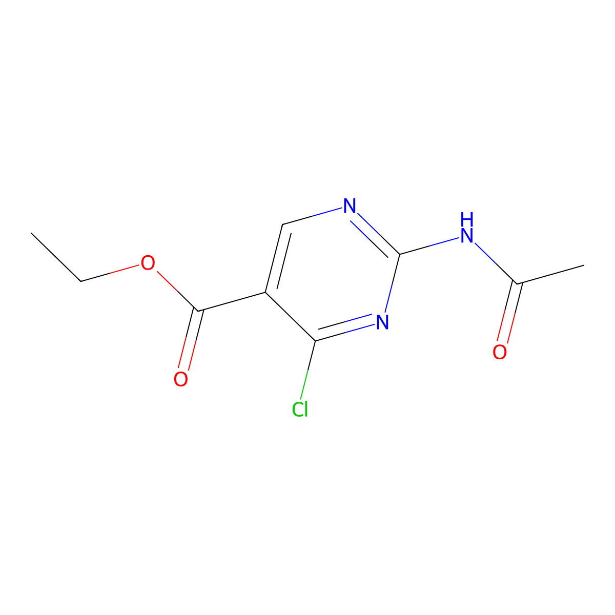 Ethyl 2-acetamido-4-chloropyrimidine-5-carboxylate molecular structure, CAS 84331-98-6