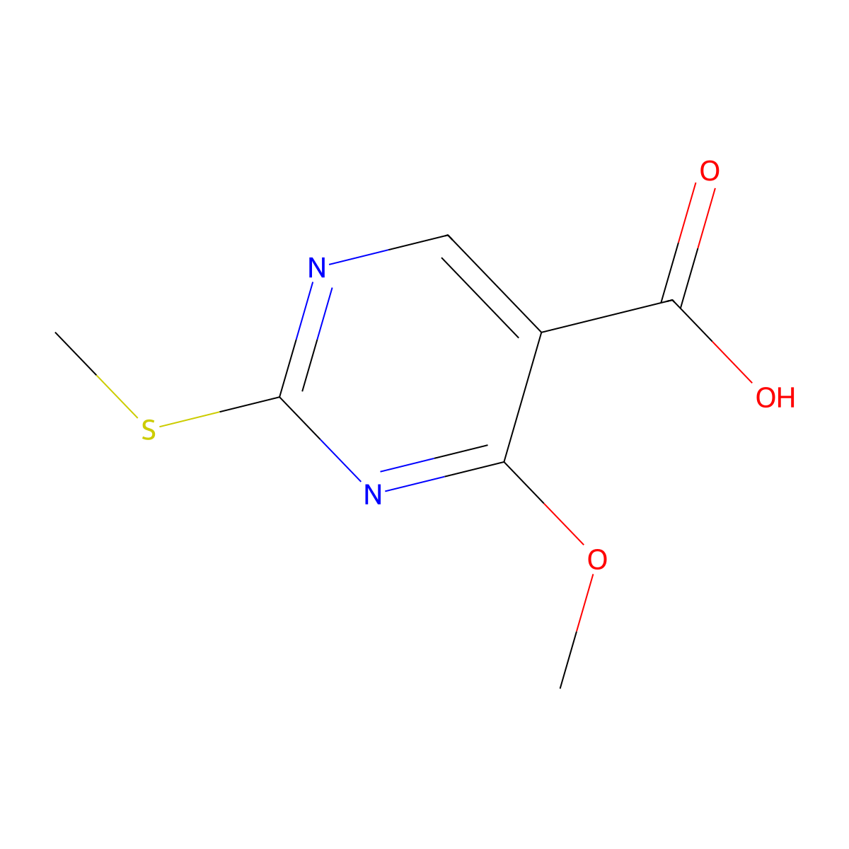 4-Methoxy-2-(methylsulfanyl)pyrimidine-5-carboxylic acid molecular structure, CAS 84332-06-9