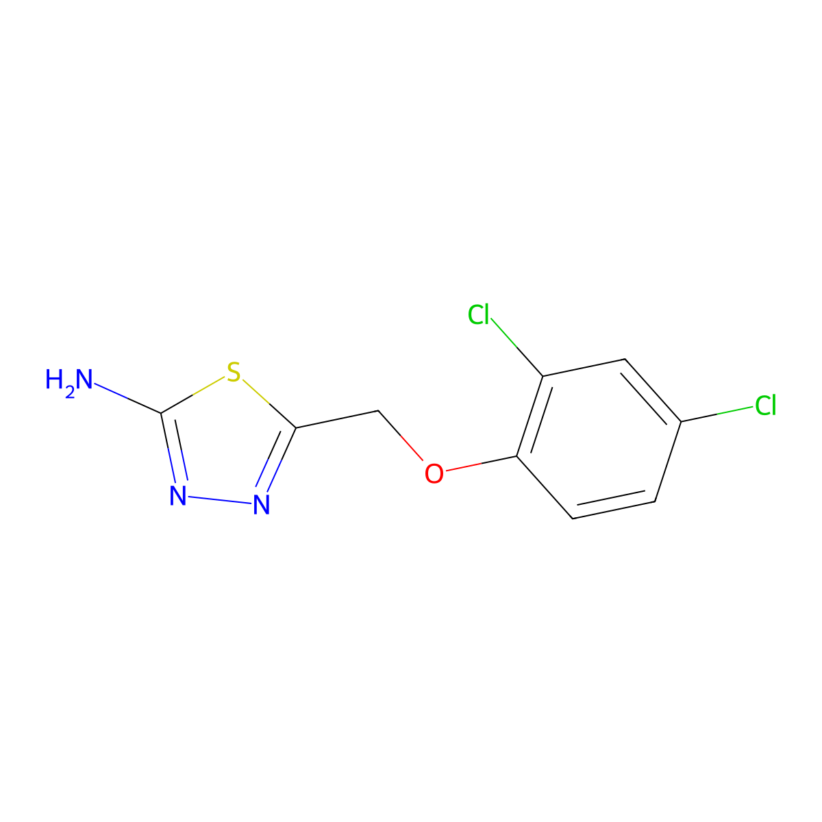 5-[(2,4-Dichlorophenoxy)methyl]-1,3,4-thiadiazol-2-amine molecular structure, CAS 84333-09-5
