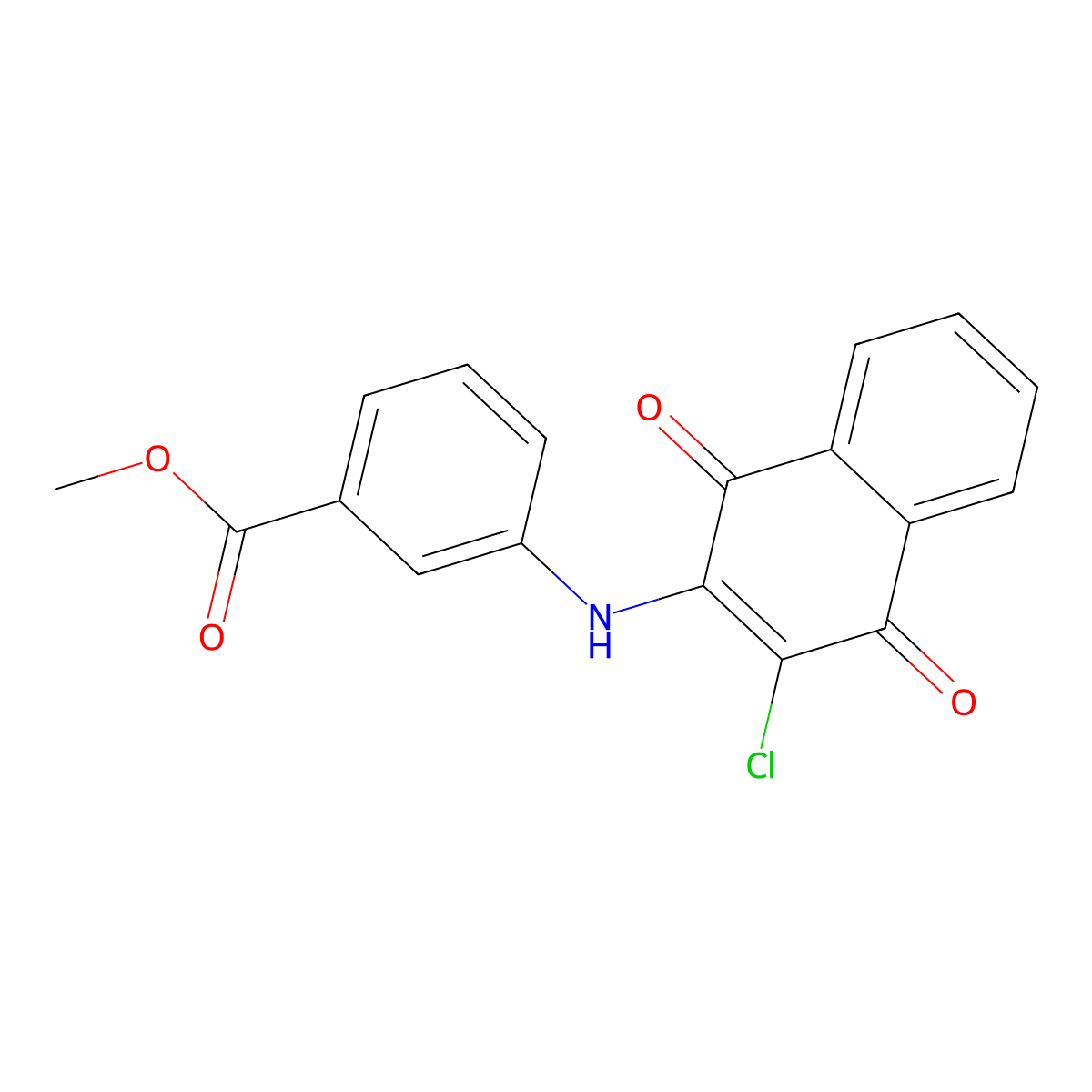 Methyl 3-[(3-chloro-1,4-dioxonaphthalen-2-yl)amino]benzoate molecular structure, CAS 84348-89-0