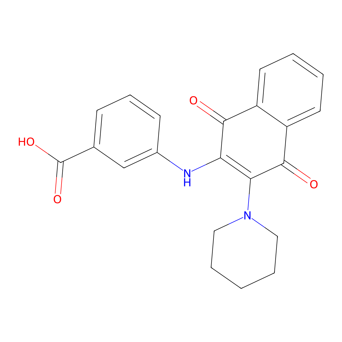 3-[(1,4-Dioxo-3-piperidin-1-ylnaphthalen-2-yl)amino]benzoic acid molecular structure, CAS 84349-00-8