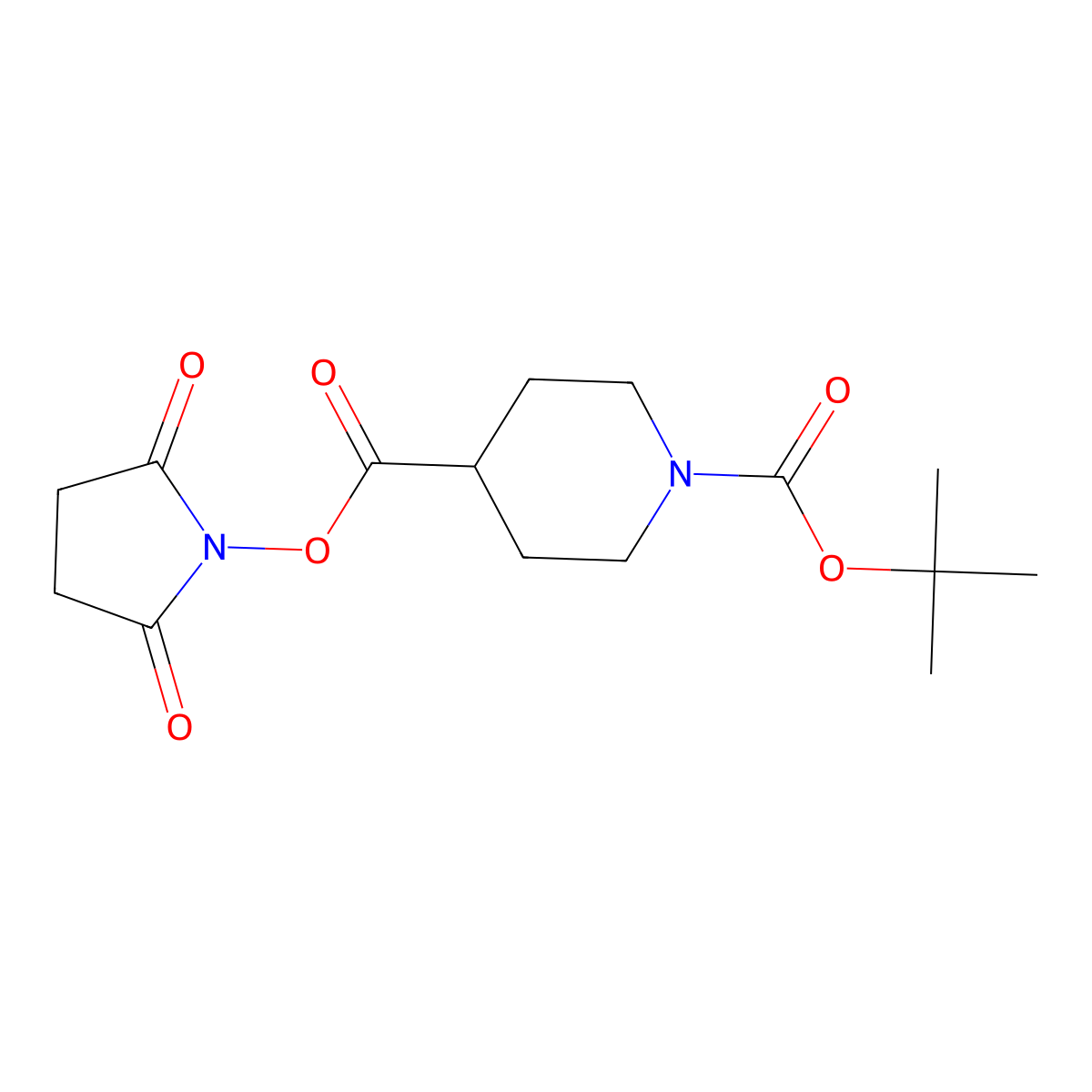 Succinimido 1-t-butoxycarbonylpiperidine-4-carboxylate molecular structure, CAS 84358-15-6