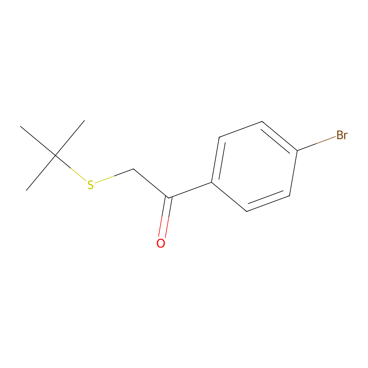1-(4-Bromophenyl)-2-(tert-butylthio)ethan-1-one molecular structure, CAS 84358-85-0