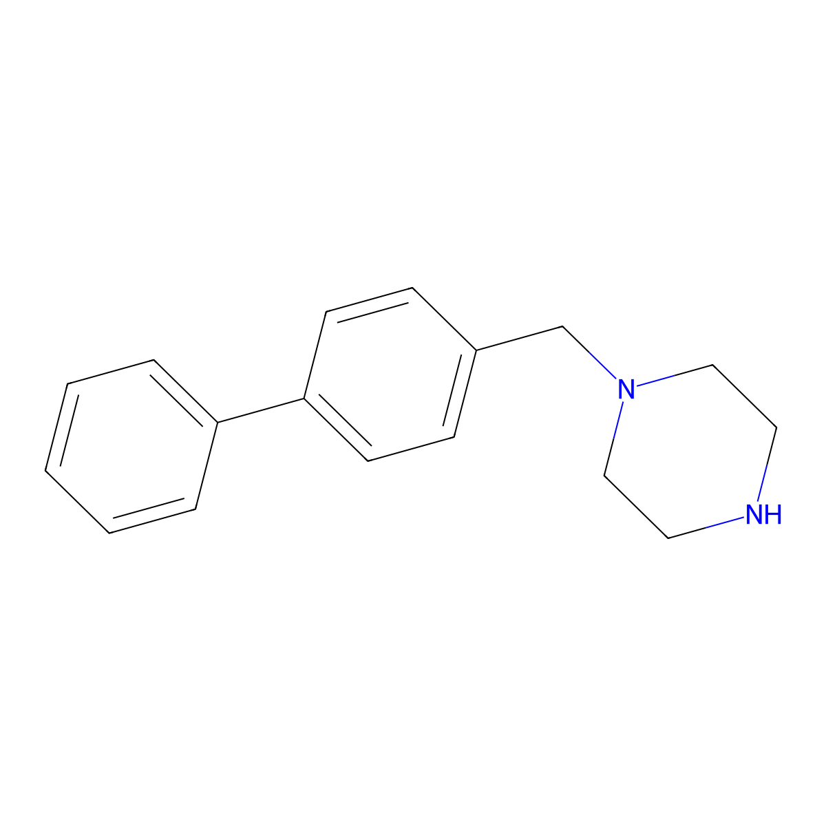 1-[(4-Phenylphenyl)methyl]piperazine molecular structure, CAS 84359-51-3