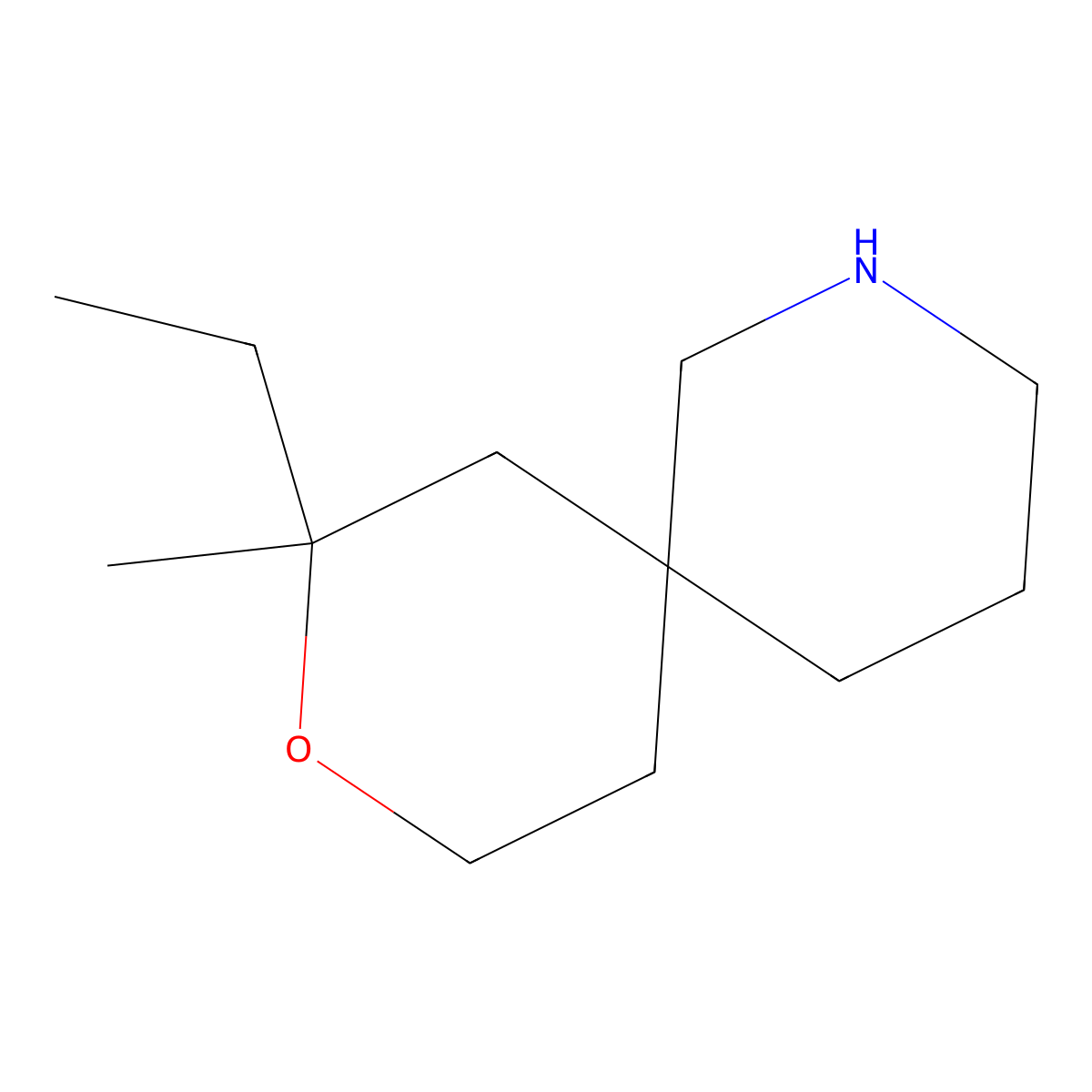 8-Ethyl-8-methyl-9-oxa-2-azaspiro[5.5]undecane molecular structure, CAS 84360-02-1