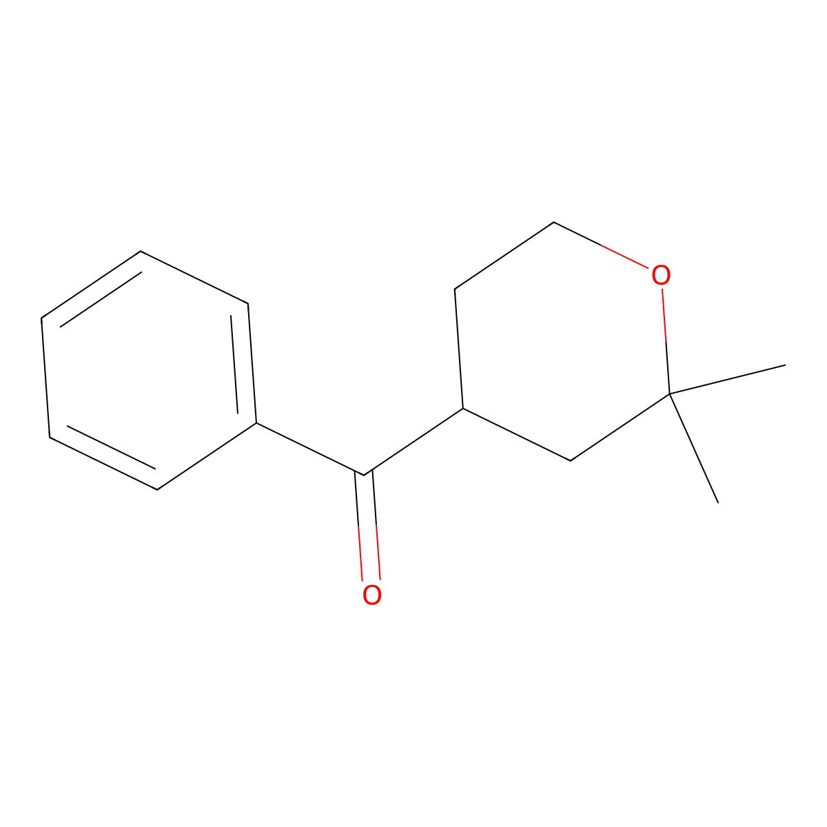 (2,2-dimethyltetrahydro-2H-pyran-4-yl)(phenyl)methanone molecular structure, CAS 84360-51-0