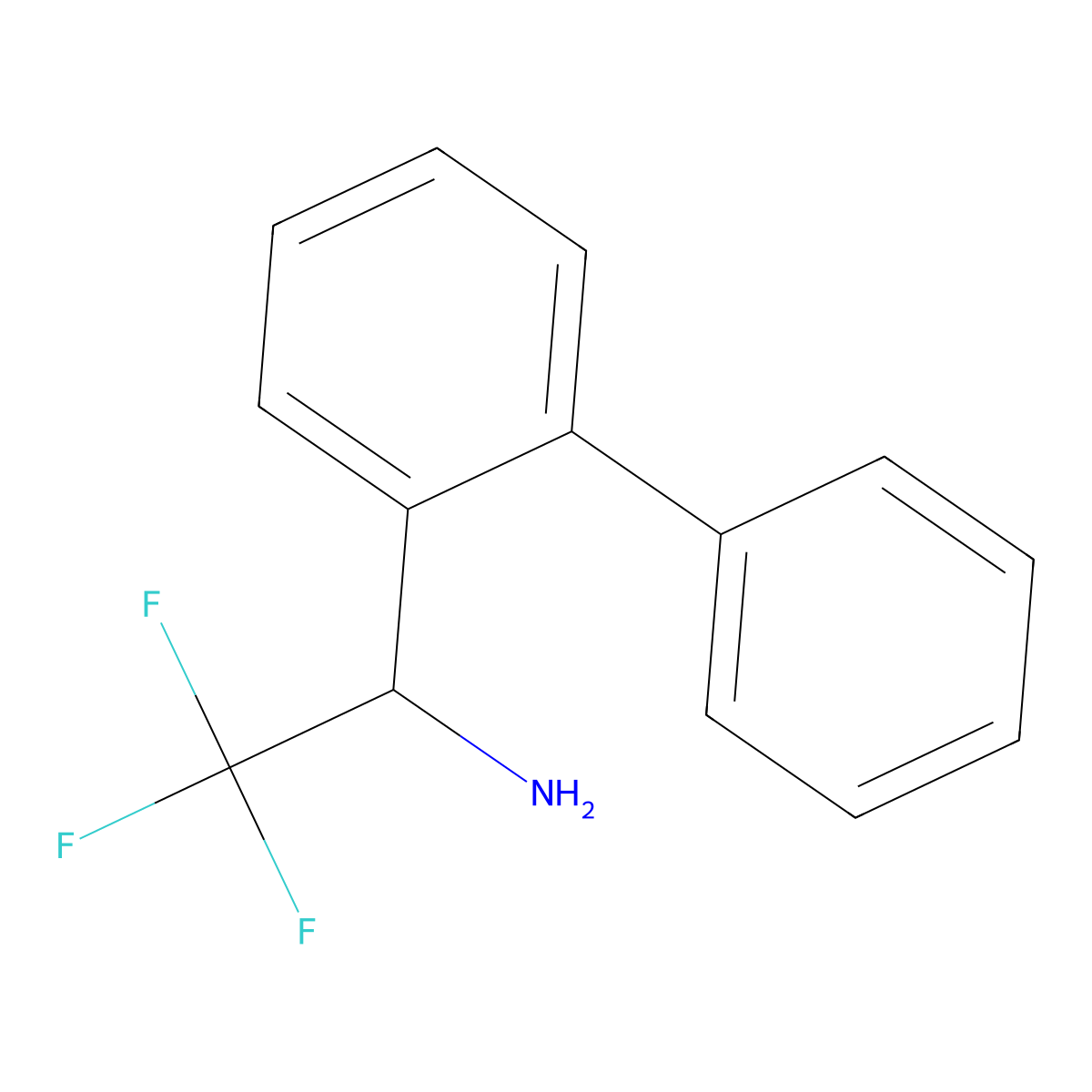 2,2,2-Trifluoro-1-(2-phenylphenyl)ethan-1-amine molecular structure, CAS 843608-49-1