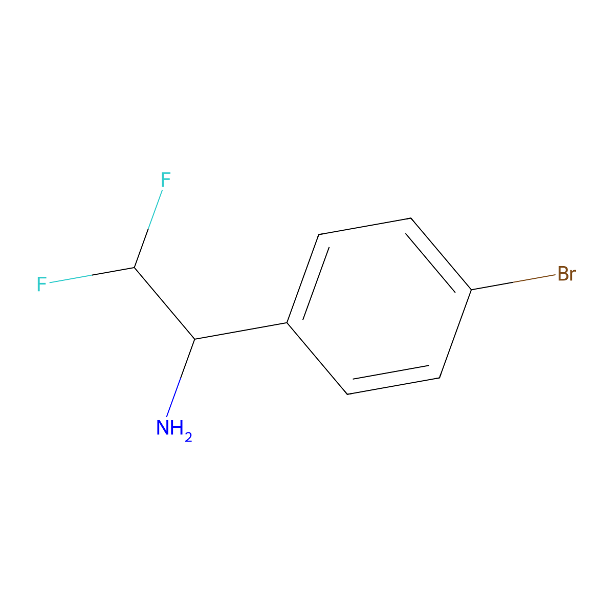 1-(4-Bromophenyl)-2,2-difluoroethan-1-amine molecular structure, CAS 843608-52-6