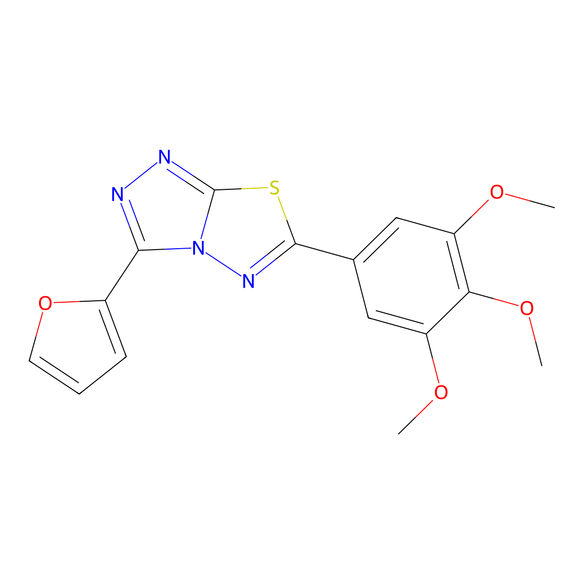 3-(2-Furyl)-6-(3,4,5-trimethoxyphenyl)[1,2,4]triazolo[3,4-b][1,3,4]thiadiazole molecular structure, CAS 843615-68-9
